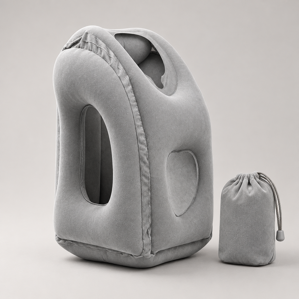 Oreiller Gonflable Soutien Menton – Sieste Voyage & Position Penchée