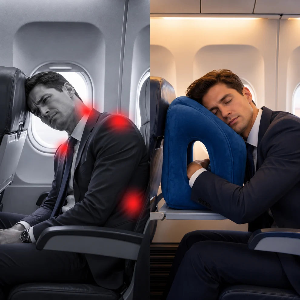 Oreiller Gonflable Soutien Menton – Sieste Voyage & Position Penchée